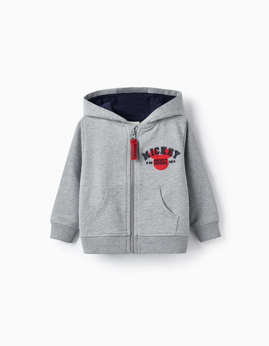 Hooded Jacket for Baby Boys 'Mickey Mouse', Light Grey