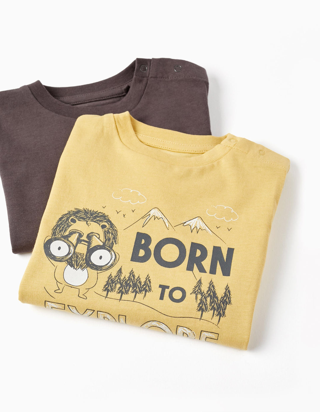 Pack 2 Cotton T-Shirt for Baby Boys, Yellow/Black