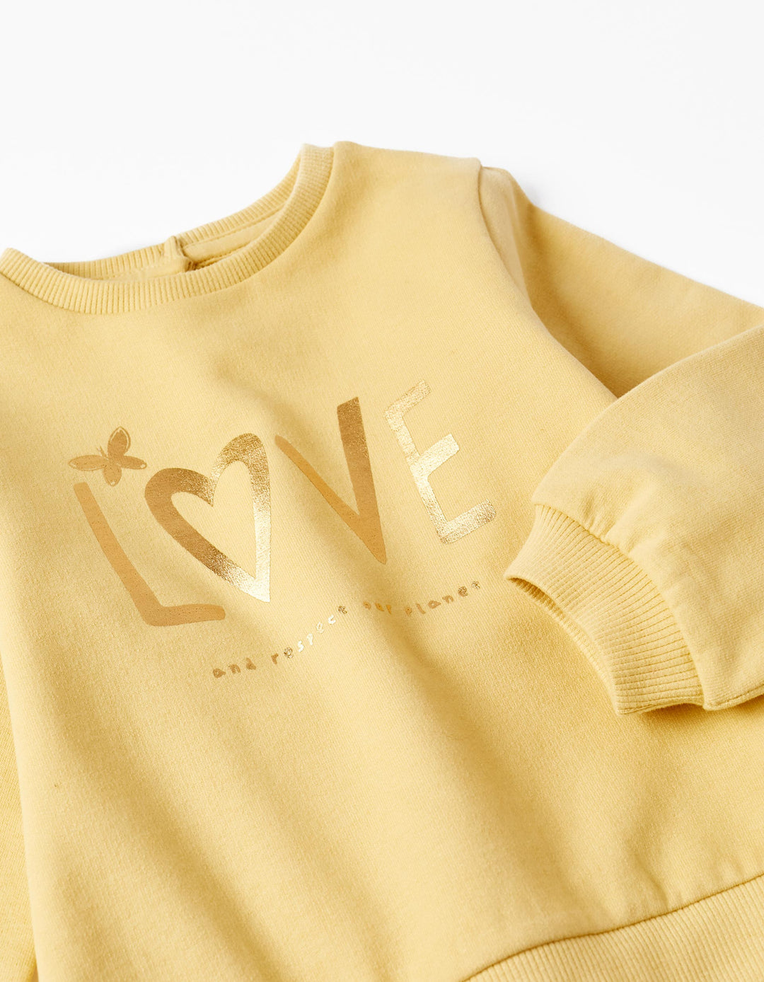 Cotton Sweatshirt for Baby Girl 'Love', Yellow
