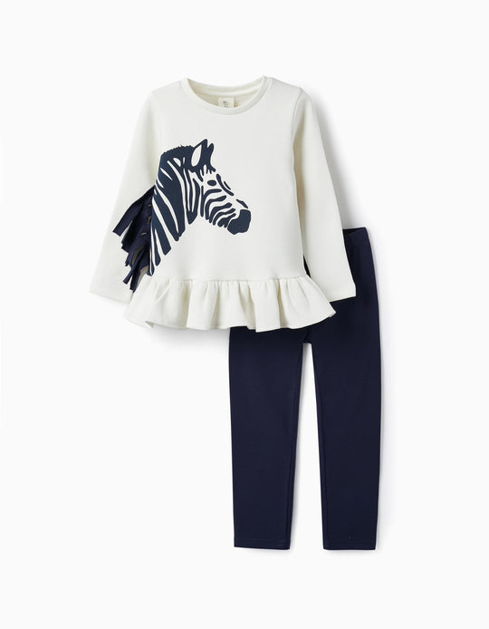 Sweatshirt + Leggings for Girls 'Different Together', White/Dark Grey