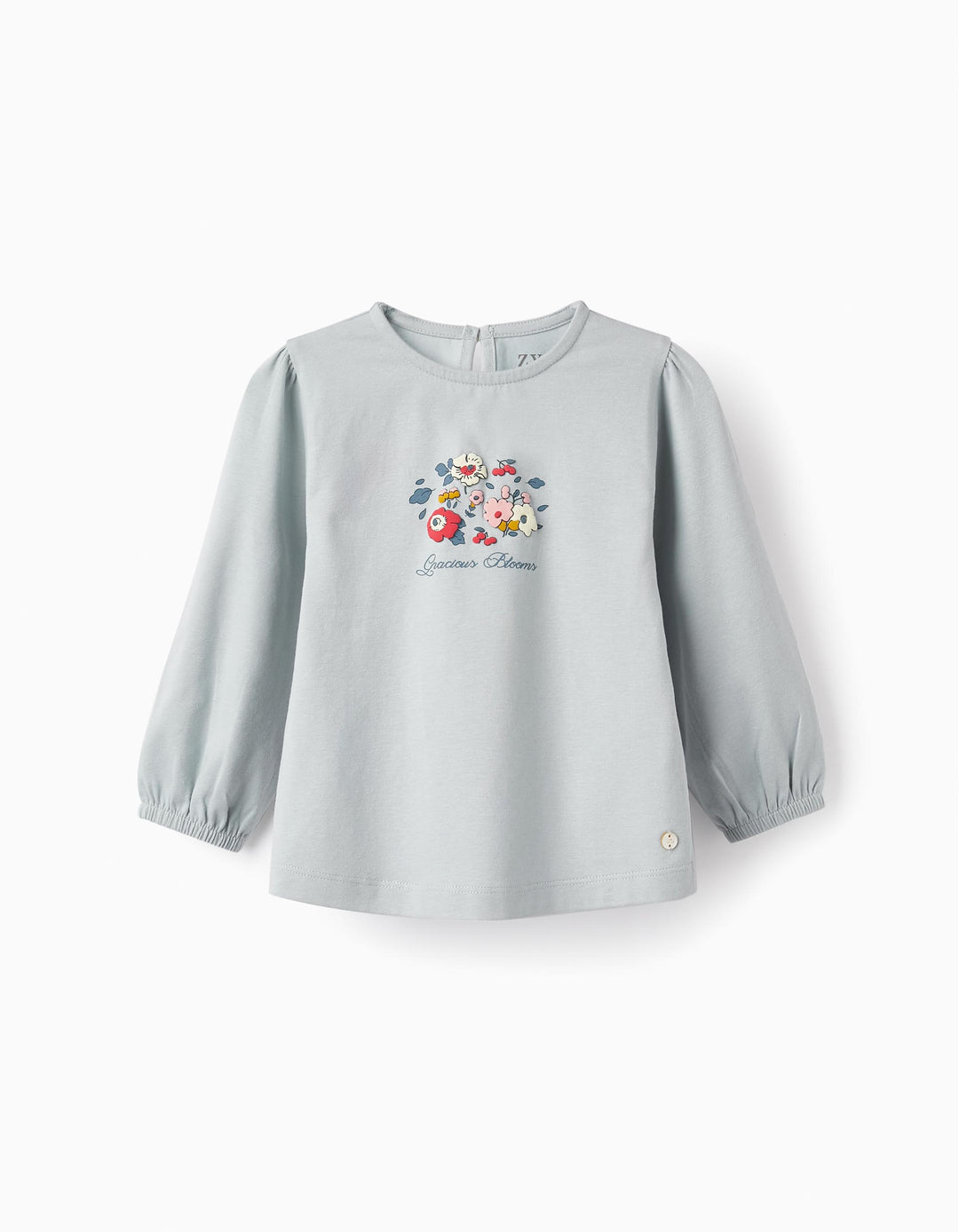 Long Sleeve Cotton T-shirt for Baby Girls 'Gracious Blooms', Light Blue