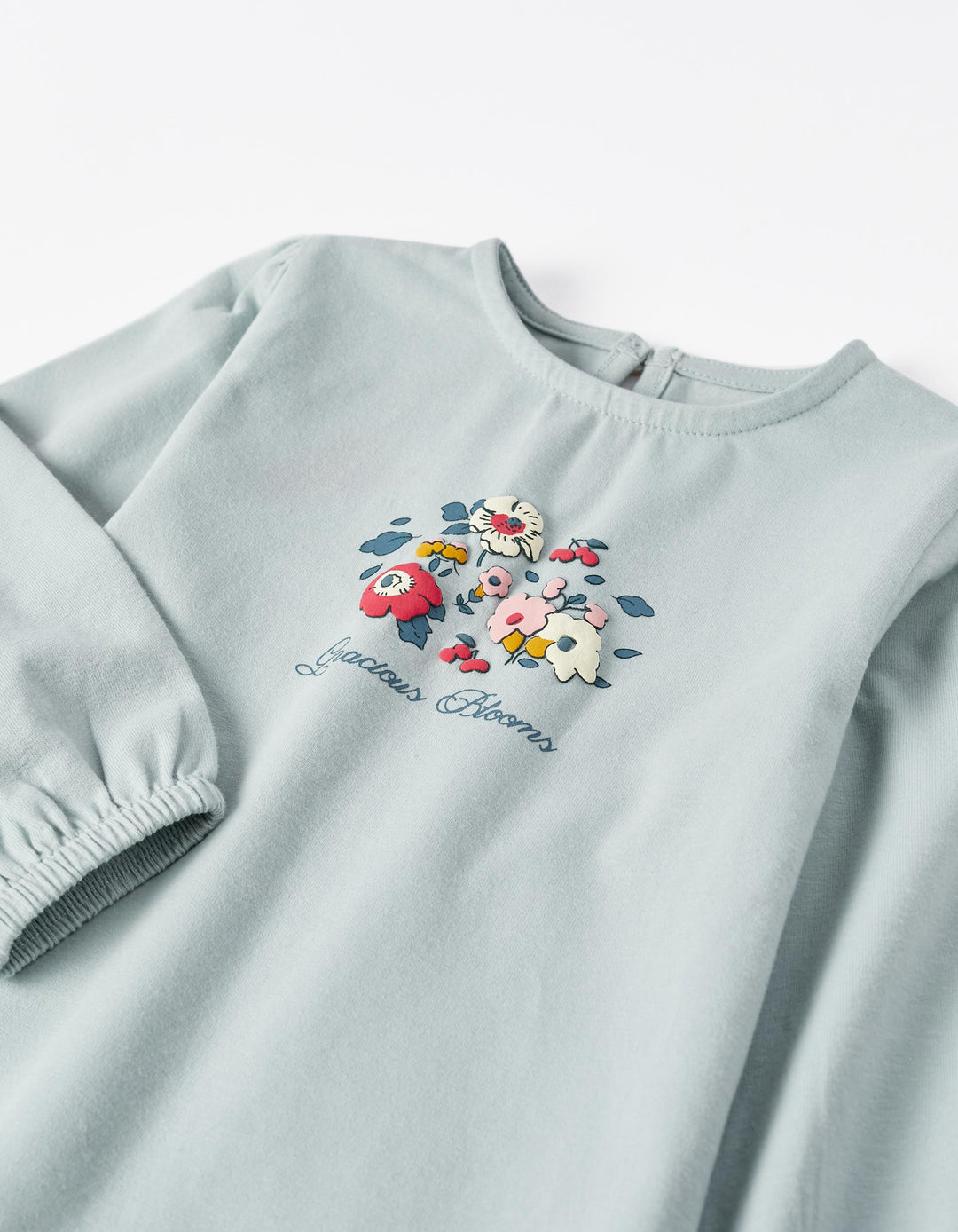 Long Sleeve Cotton T-shirt for Baby Girls 'Gracious Blooms', Light Blue