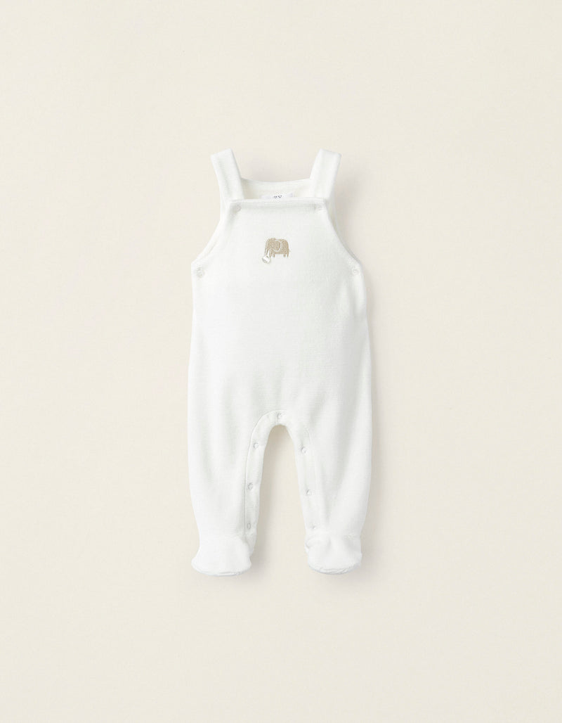 Velvet Babygrow for Baby and Newborn 'Elephant', White