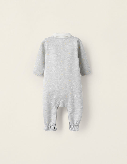 Cotton Babygrow for Newborn, Light Grey