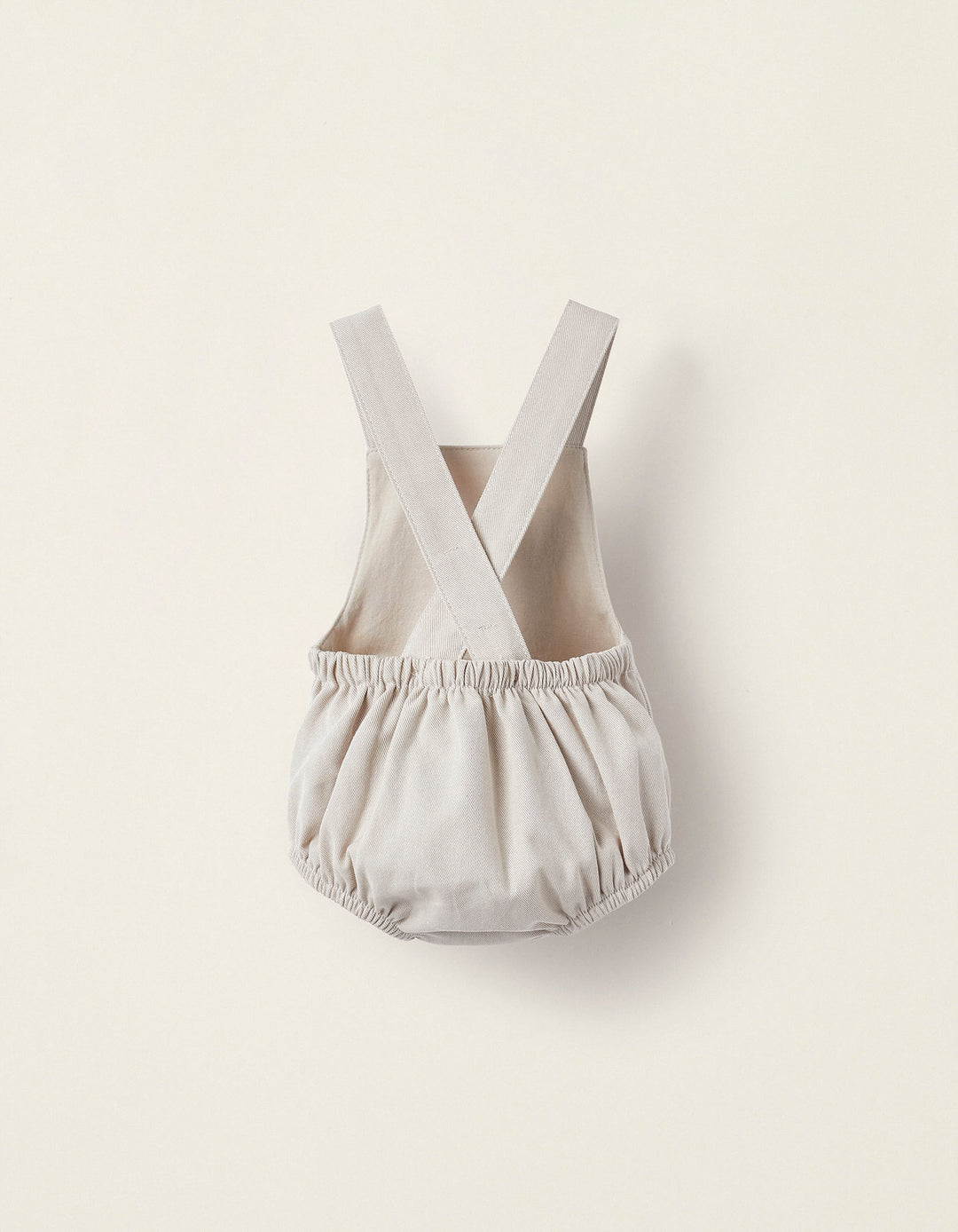 Cotton Twill Jumpsuit for Newborns, Beige