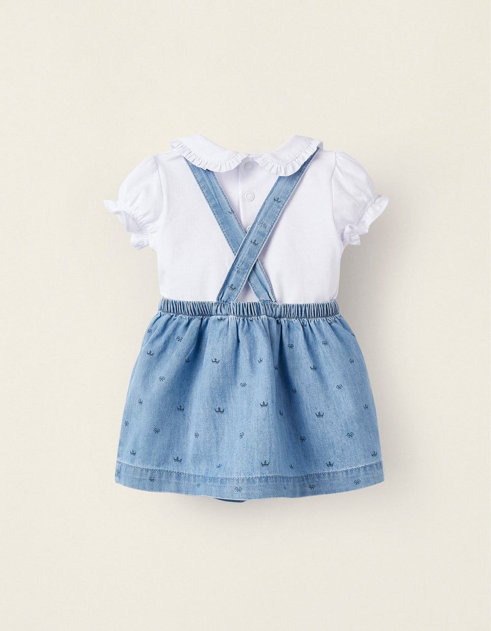 Cotton T-shirt + Pinafore for Newborn Baby Girls 'Princess', Blue/White