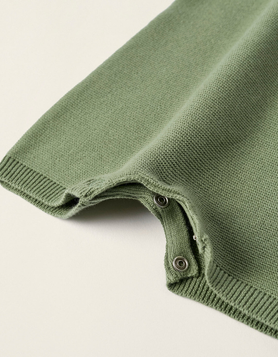 Knit Short Sleeve Romper for Newborns, Green
