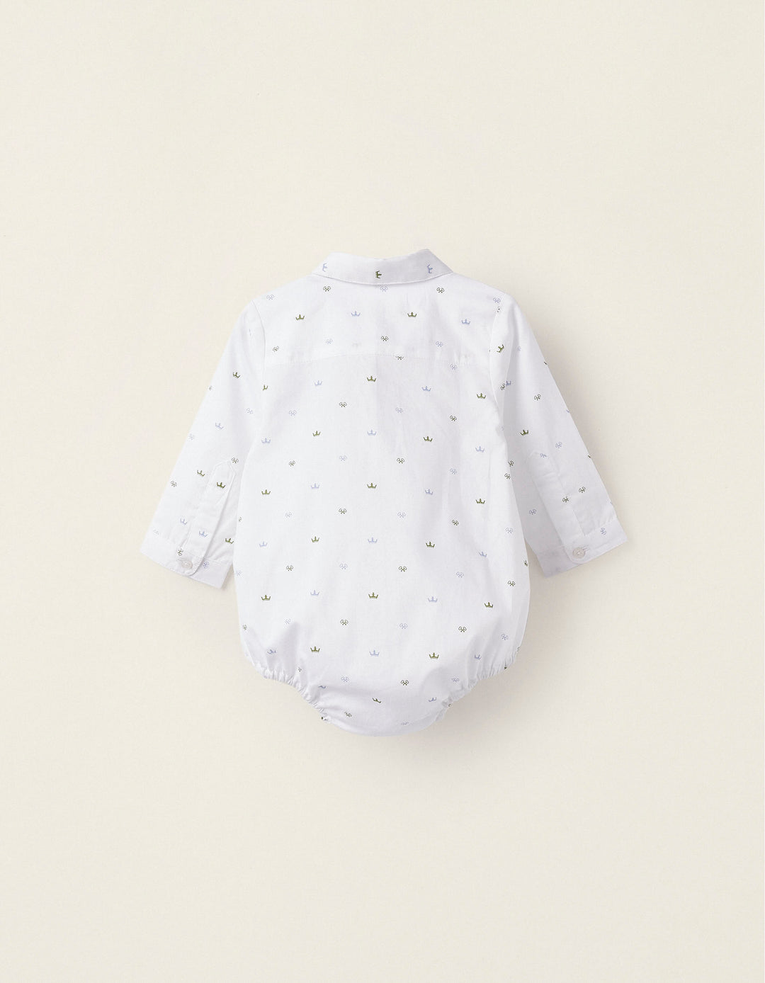 Cotton Bodysuit-Shirt for Newborn 'Prince', White