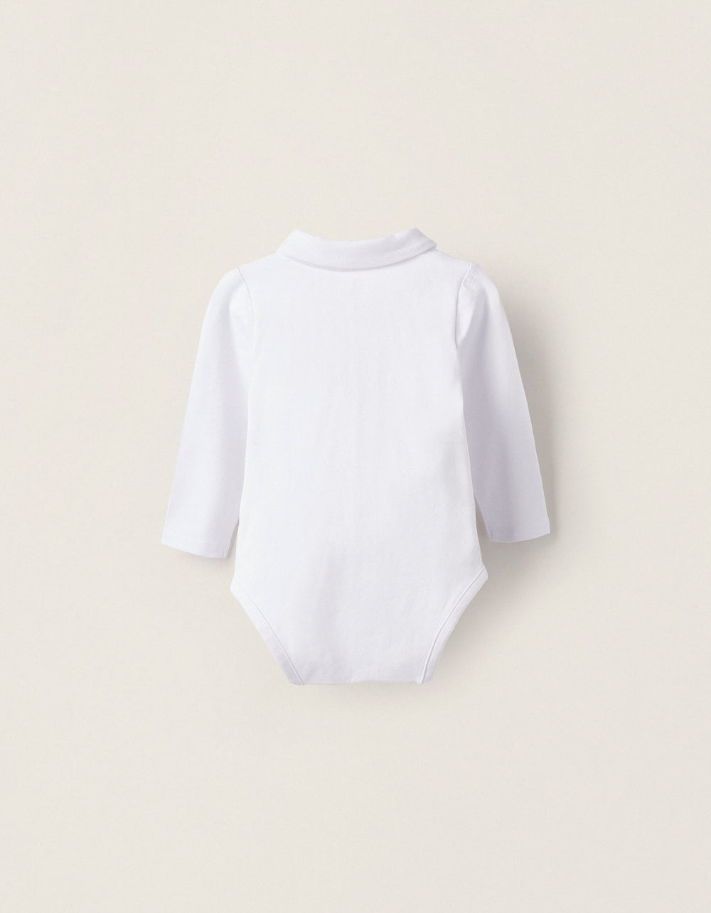 Cotton Long Sleeve Bodysuit for Newborns, White