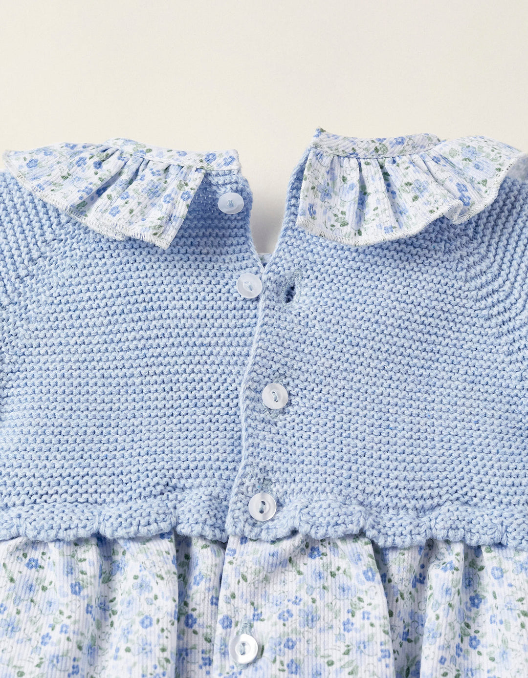 Combined Knitted Jumpsuit for Newborn, Blue