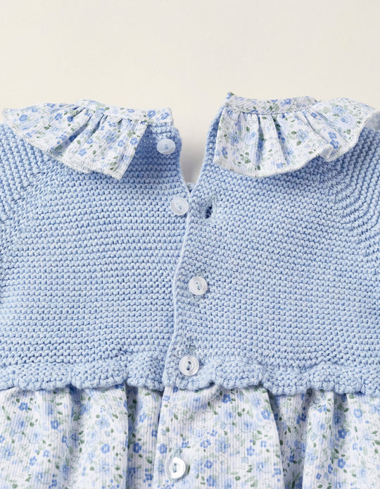 Combined Knitted Jumpsuit for Newborn, Blue