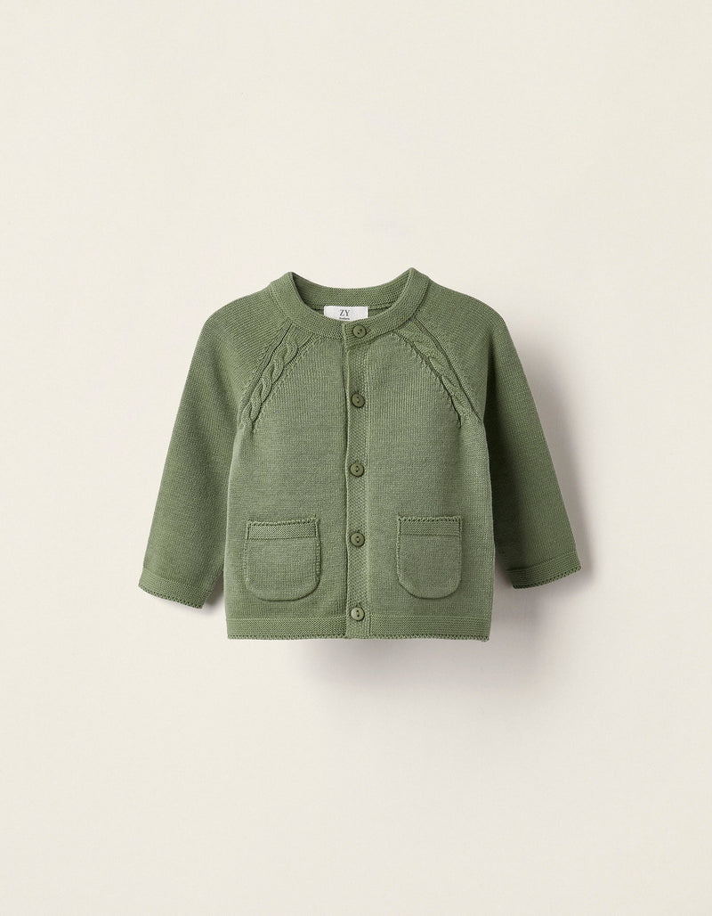 Long Sleeve Cardigan for Newborns, Green