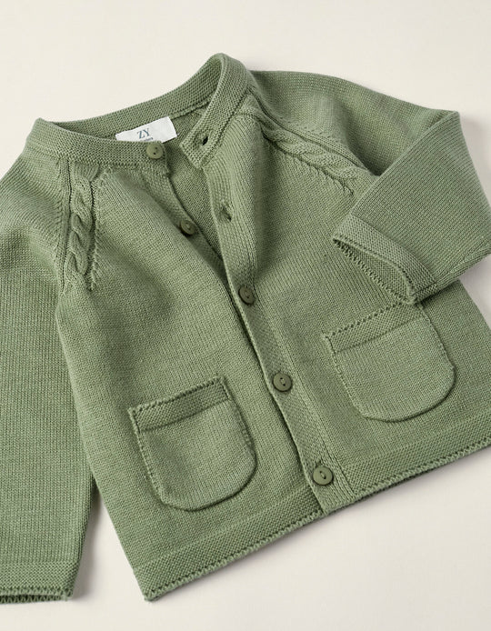 Long Sleeve Cardigan for Newborns, Green