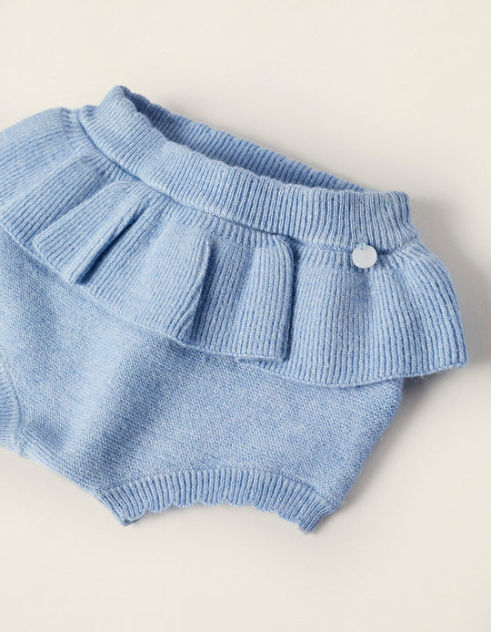 Knit Bloomers for Newborn Baby Girls, Blue