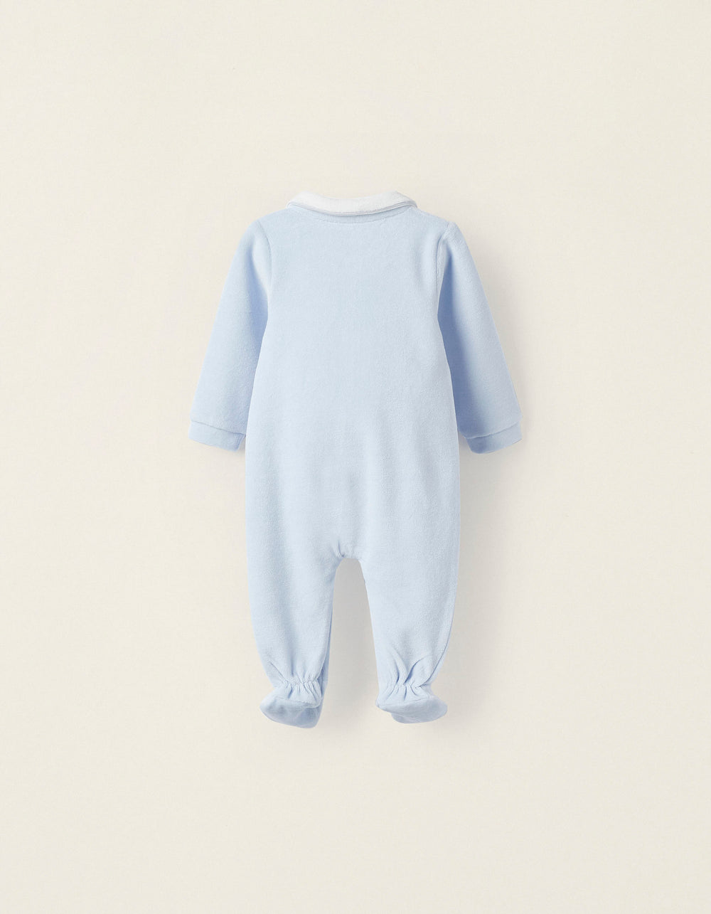 Velvet Cotton Babygrow for Newborns, Blue/White