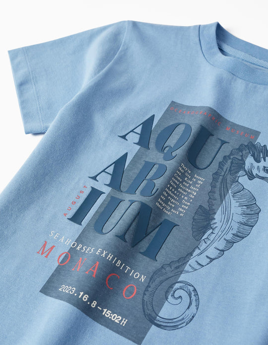 Cotton T-shirt for Boys, 'Aquarium', Blue