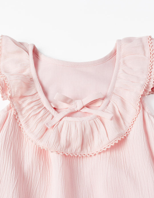 Frilled Dress with Lace for Baby Girls, Pink