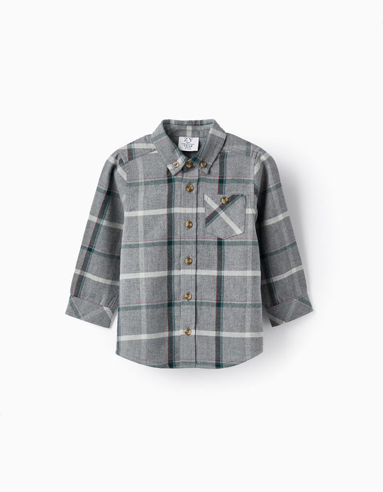 Checkered Shirt for Baby Boys, Gray