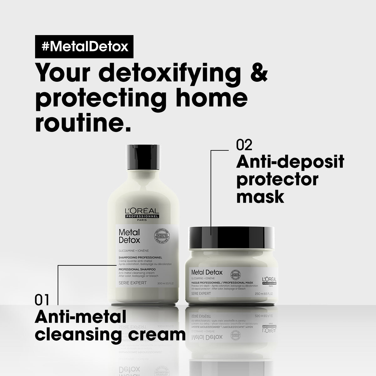 Metal Detox Anti-Metal Cleansing Cream After Color, Balayage & Lightening Sulfate Free Rich Creamy Texture With Glicoamine & Ionã¨Ne Serie Expert 300 Ml