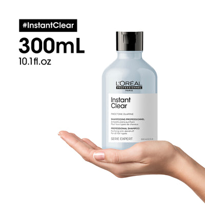 Instant Clear Shampoo For All Hair Types Gel Cream Texture With Piroctone Olamine Serie Expert 300 Ml