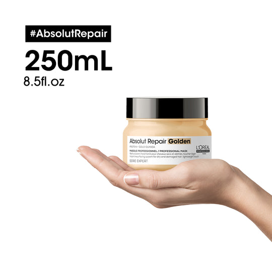 Absolut Repair Golden Mask With Protein And Gold Quinoa For Dry And Damaged Hair, Lightweight Touch Serie Expert 250Ml