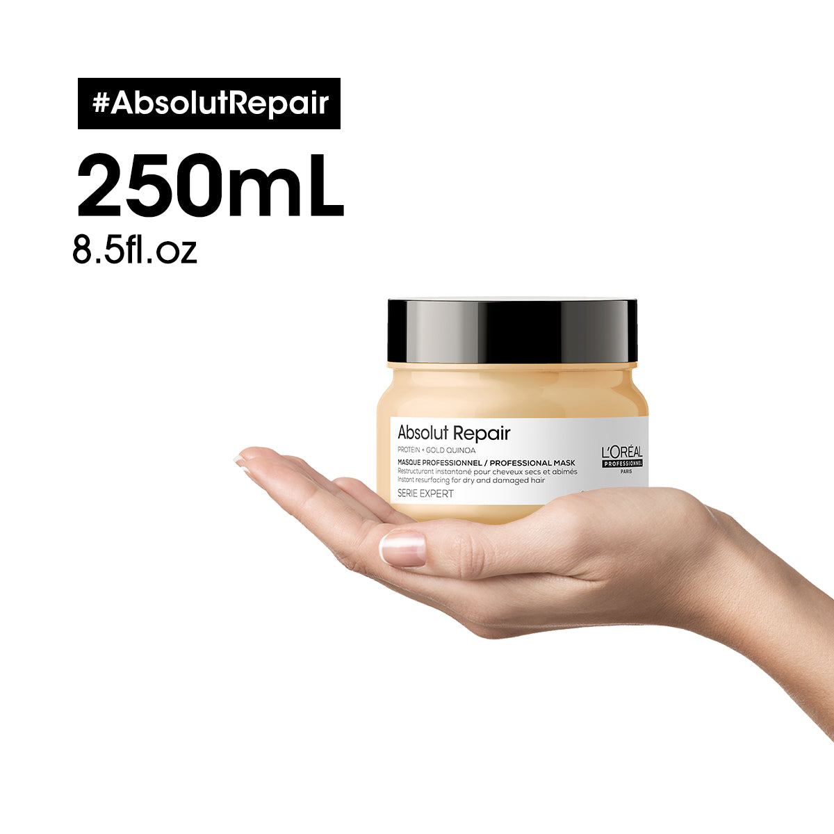 Absolut Repair Mask With Protein And Gold Quinoa For Dry And Damaged Hair Serie Expert 250Ml