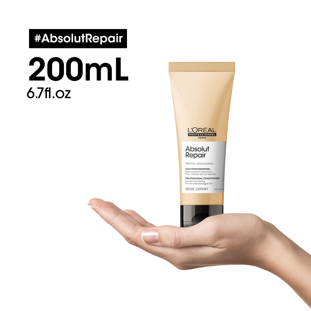Absolut Repair Conditioner With Protein And Gold Quinoa For Dry And Damaged Hair Serie Expert 200Ml