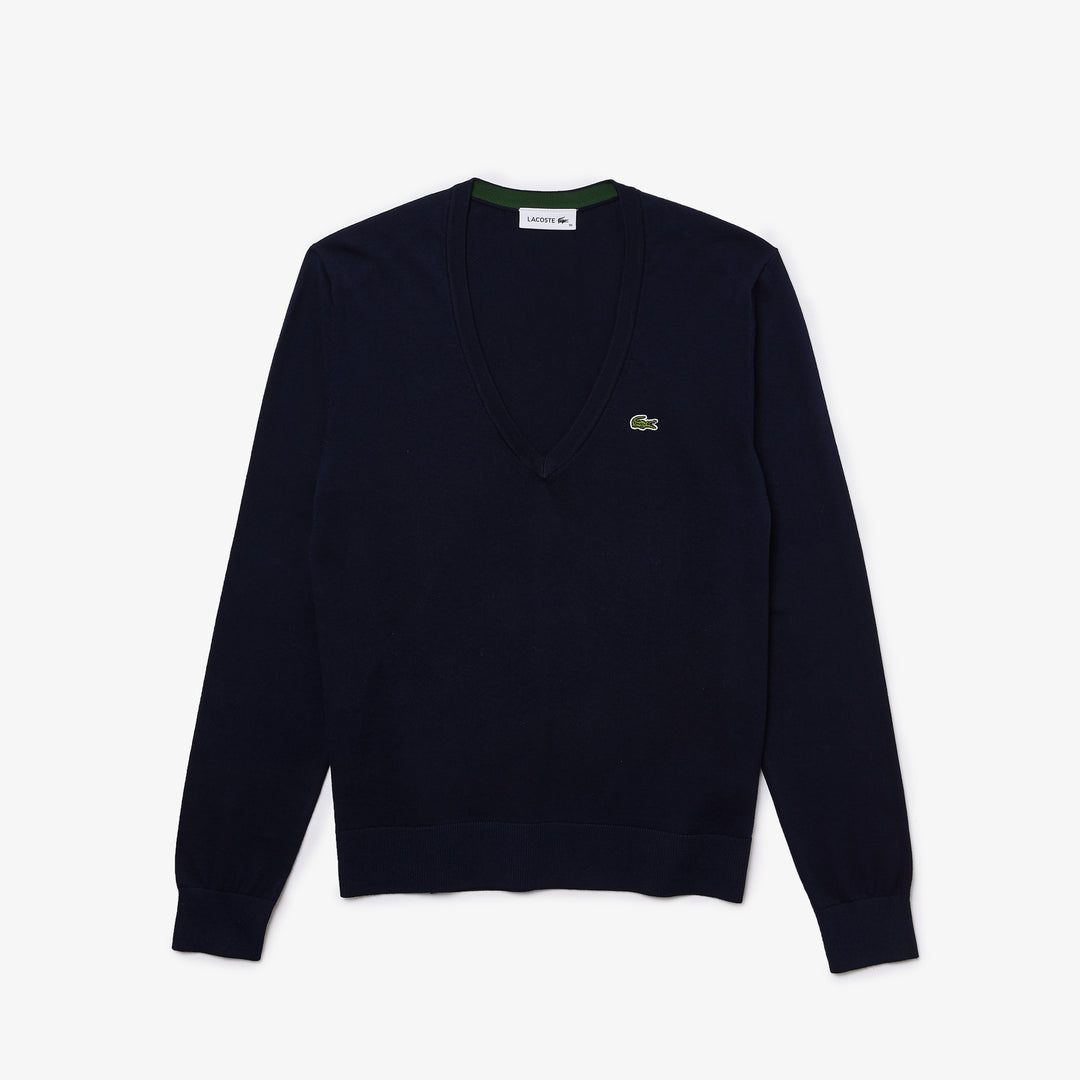 Shop The Latest Collection Of Lacoste Women'S V-Neck Organic Cotton Sweater - Af7013 In Lebanon