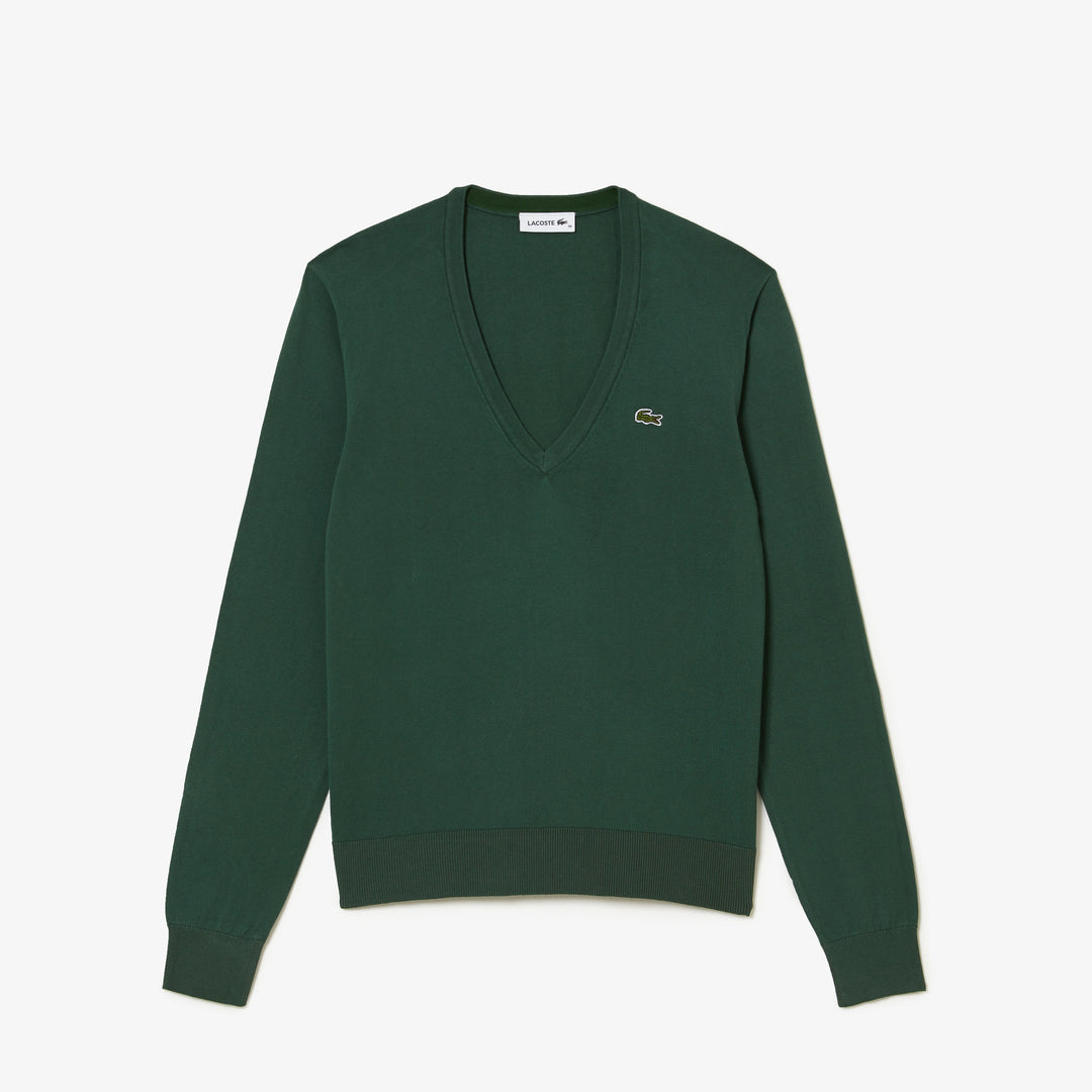 Shop The Latest Collection Of Lacoste Women’S V-Neck Organic Cotton Sweater - Af7013 In Lebanon