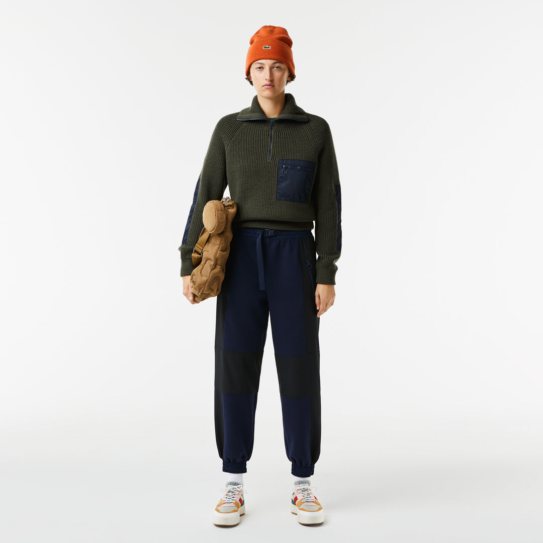 Women's Lacoste Zip Trucker Neck Colour-Block Sweater - Af9544
