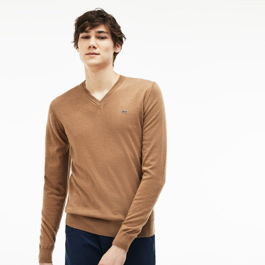 Men's V-Neck Wool Jersey Sweater - Ah2987