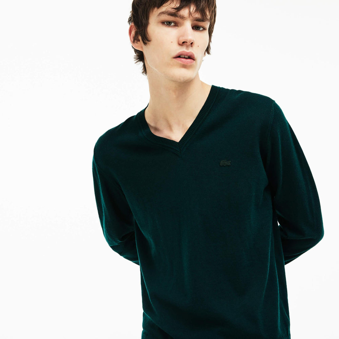 Men's V-Neck Wool Jersey Sweater - Ah2987
