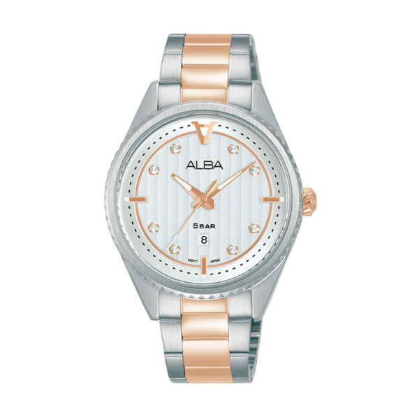 Shop The Latest Collection Of Alba Signa Lady White Dial Silver & Rose Gold Steel 34Mm - Ah7Aj7X1 In Lebanon