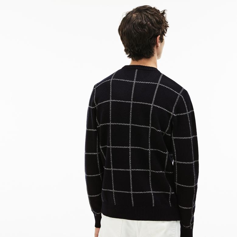 Lacoste Men's Square Patterned Crew Neck Knitwear Sweater - Ah9187