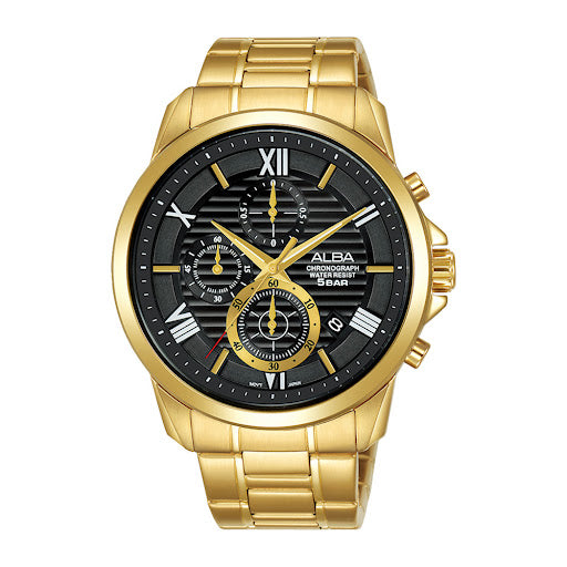 Shop The Latest Collection Of Alba Prestige Chrono Blk Dial Gold Steel 43Mm - Am3772X1 In Lebanon