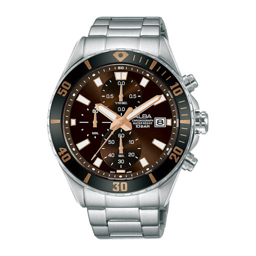 Shop The Latest Collection Of Alba Active Chrono Brown Dial Silver Steel 43.5Mm - Am3807X1 In Lebanon