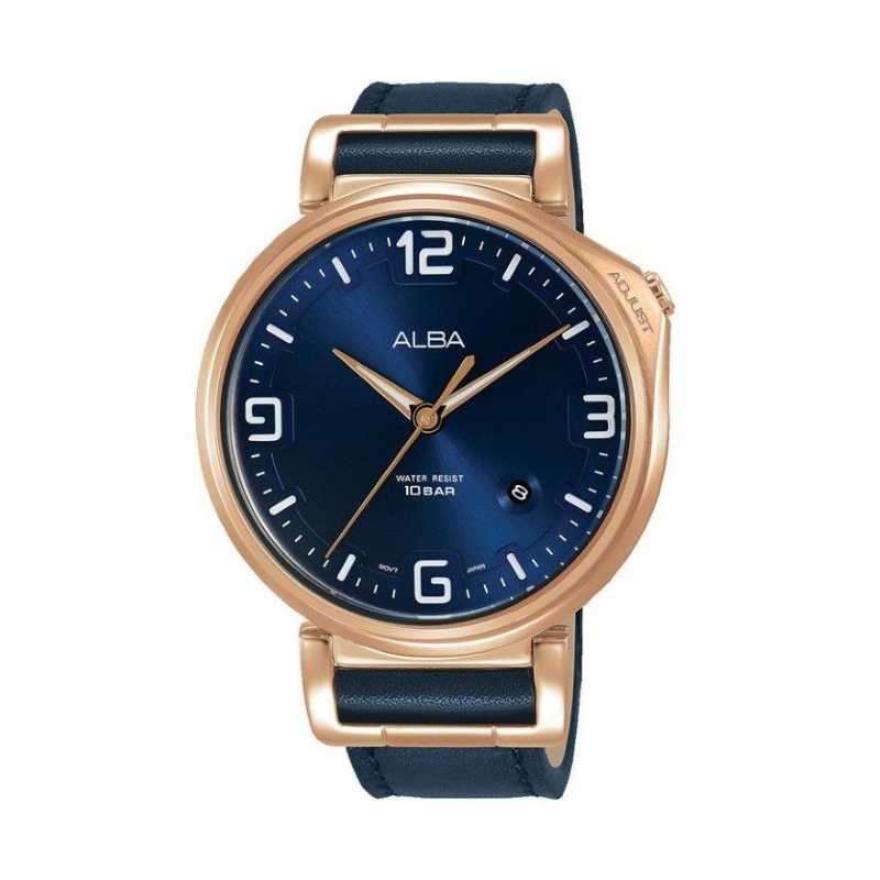 Shop The Latest Collection Of Outlet - Alba Flagship Blue Rose Gold Dial Blue Leather - As9F92X1 In Lebanon