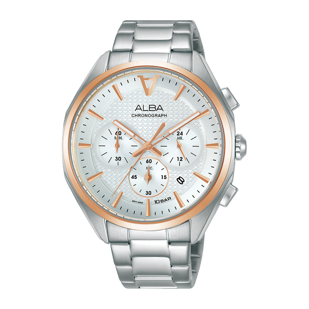 Shop The Latest Collection Of Alba Signa Silver White Dial R.G Bezel Silver Steel 42Mm - At3G80X1 In Lebanon