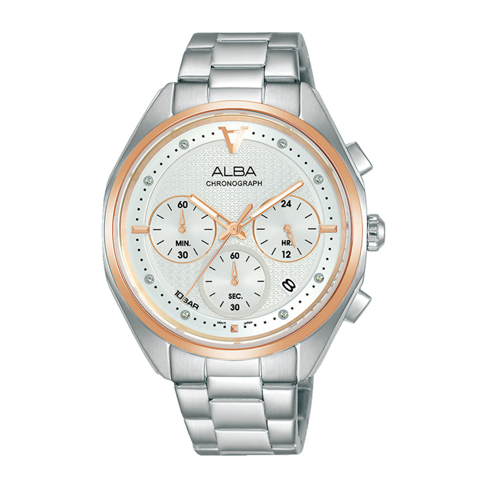 Shop The Latest Collection Of Alba Signa Lady Silver White Dial R.G Bezel Silver Steel 38Mm - At3G90X1 In Lebanon