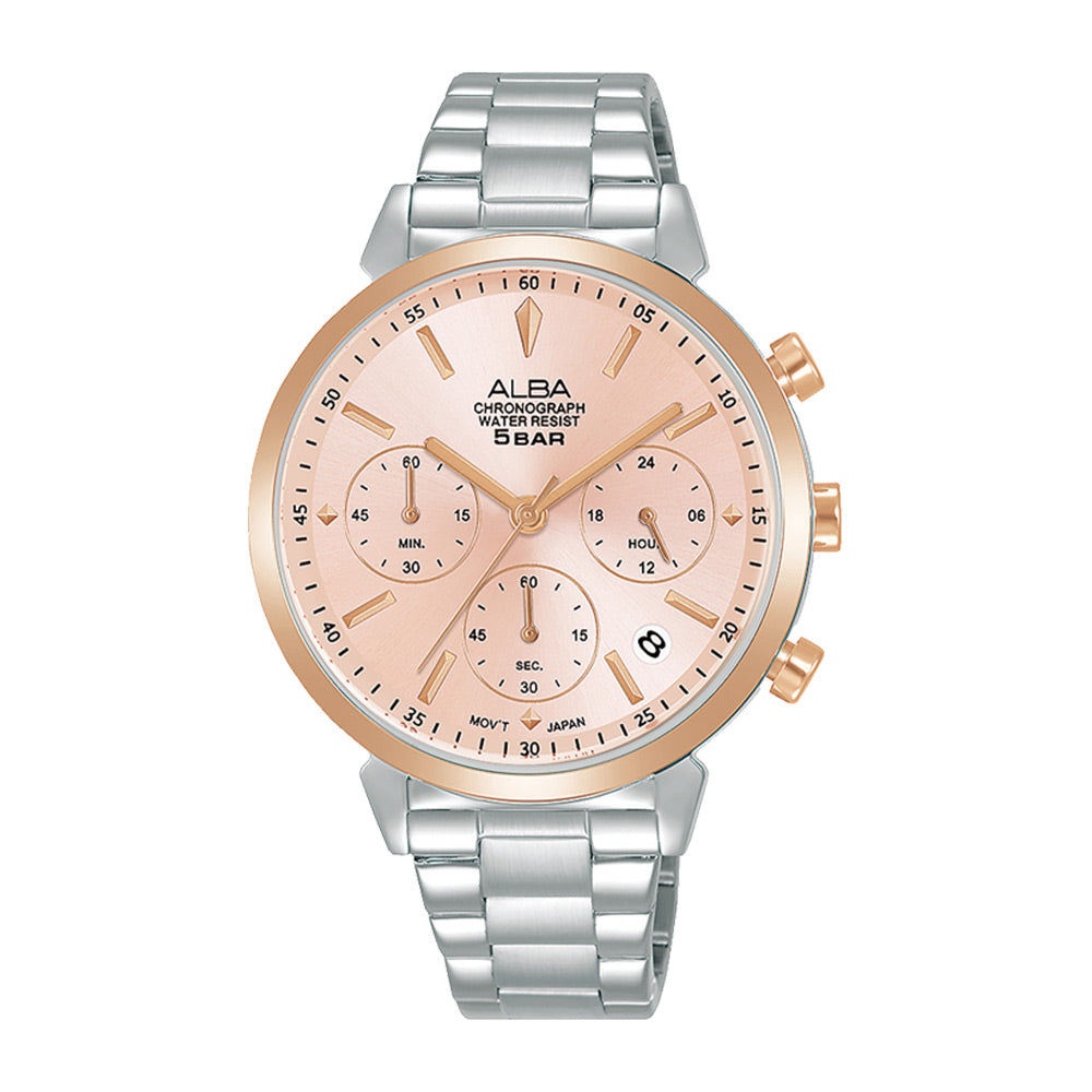 Shop The Latest Collection Of Alba Fashion Chrono Light Pink Dial Silver Steel 36Mm-At3H36X1 In Lebanon