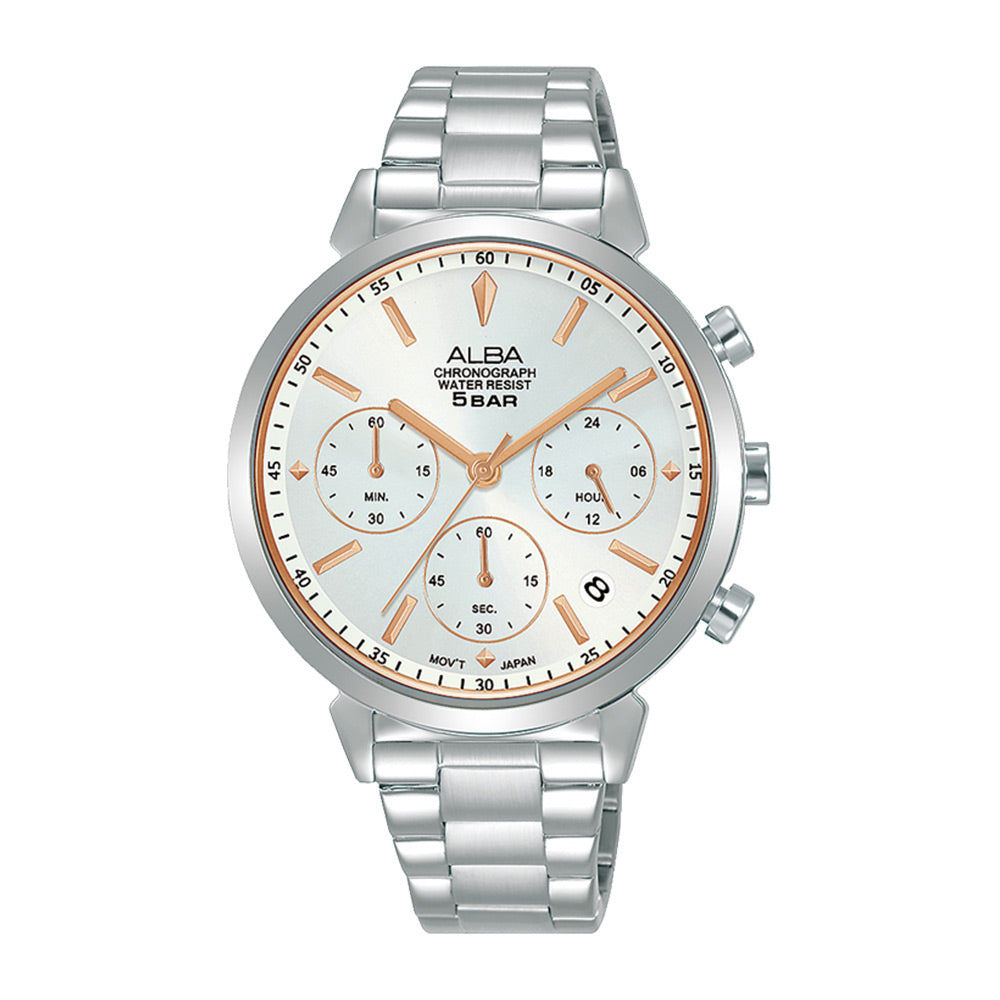 Shop The Latest Collection Of Alba Fashion Chrono White Dial Silver Steel 36Mm-At3H43X1 In Lebanon