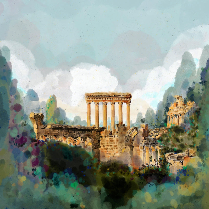 Shop The Latest Collection Of Timi Hayek City Of The Sun, Baalbek Ruins - Giclee Print - 21Cm X 21Cm In Lebanon