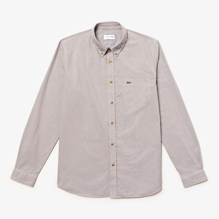 Men'S Regular Fit Gingham Cotton Poplin Shirt - Ch0003