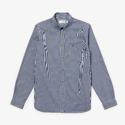 Shop The Latest Collection Of Outlet - Lacoste Men'S Regular Fit Gingham Cotton Poplin Shirt - Ch0003 In Lebanon