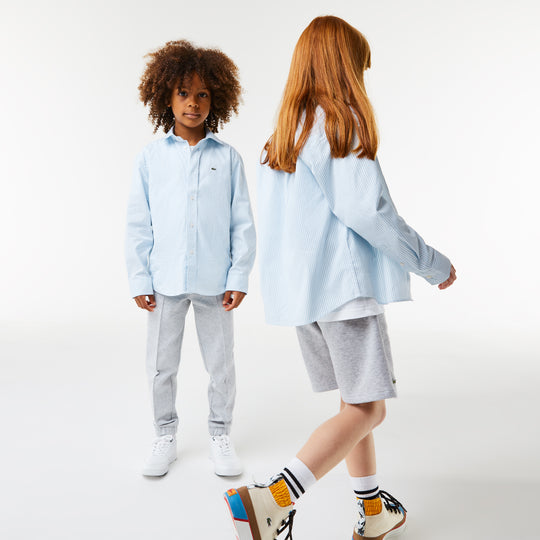 Kids' Lacoste Striped Print Oxford Cotton Shirt - Cj9724