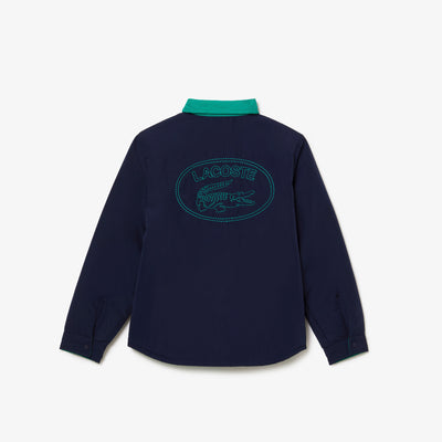 Boys' Lacoste Contrast Collar Water-Repellent Taffeta Shirt - Cj9814
