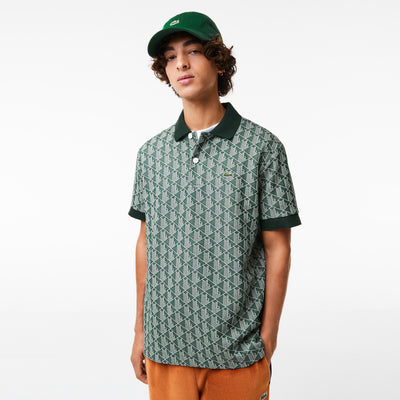 Shop The Latest Collection Of Lacoste Men'S Classic Fit Monogram Print Contrast Collar Polo Shirt - Dh0073 In Lebanon