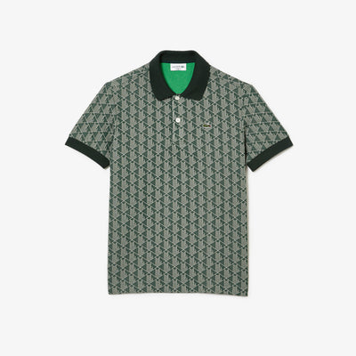 Men's Classic Fit Monogram Print Contrast Collar Polo Shirt - Dh0073
