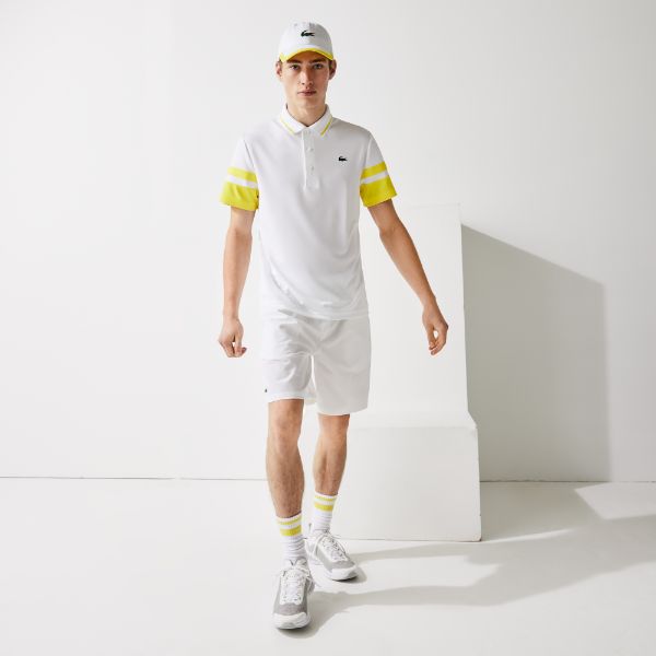 Men's Lacoste Sport Striped Sleeves Breathable Pique Tennis Polo Shirt - Dh9681