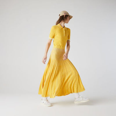 Women's Cotton Polo Dress With Pleated Skirt - Ef1841
